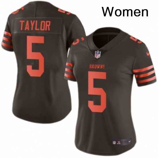 Womens Nike Cleveland Browns 5 Tyrod Taylor Limited Brown Rush Vapor Untouchable NFL Jersey
